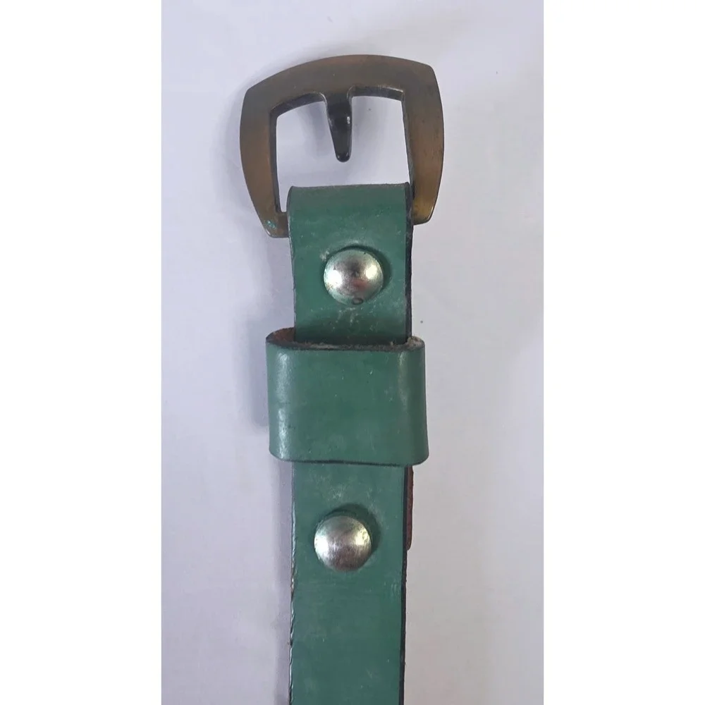 VTG Girl Scouts Green Top Grain Cowhide Leather Uniform Belt SZ 30